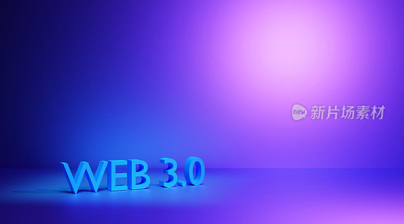 Web 3.0新互联网未来技术，下一代万维网技术，Web 3.0彩色背景上的文字带有复制空间